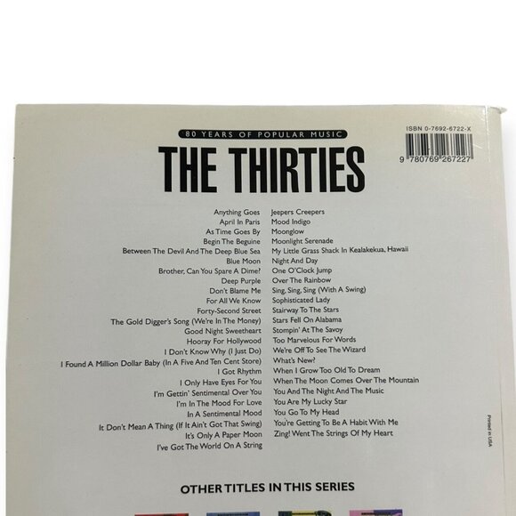 THE THIRTIES,  80 YEARS OF POPULAR MUSIC SHEET MUSIC BOOK - Picture 4 of 8